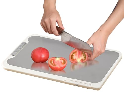 Stainless Steel and PP Chopping Board on Both Sides Non-Slip Tray for Carving Meat Bread Cheese