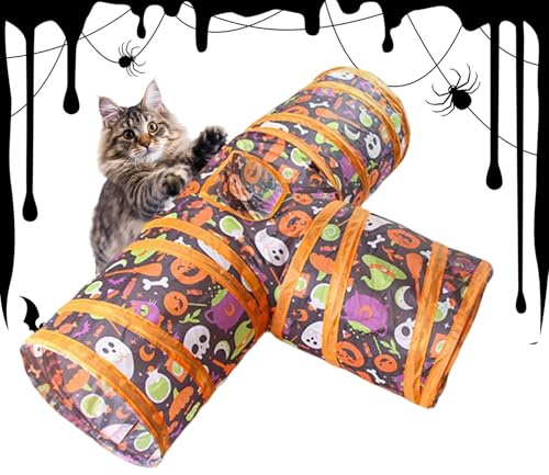 Halloween Cat Tunnel,Indoor Cats Tube Tent Halloween | Festival Pet Tube Hideaways Small Cave for Puppy Dogs Bunny Ferrets Hamster Play Activity