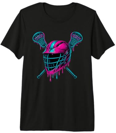 Dripping Lacrosse Helmet Ice Cream Drip Cool Boys Girls Lax Premium Tri-Blend T-Shirt