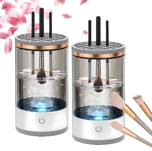 Rengöring för sminkborstar, 3-i-1 elektrisk makeupborste, automatisk makeupborste bärbar (vit 2 st)