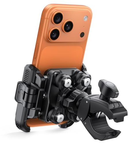 Lamicall Supporto Telefono Moto, Porta Telefono Bicicletta – [Non Copre Fotocamera] [Doppio Ammortizzatore] 1S Sblocco, 360° Rotazione, Porta Cellulare Manubrio per iPhone e Altri Smartphone da 6-7,2