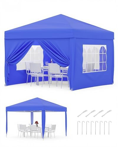 RBFGYIOP Padiglione Pieghevole 3x3 m Con 4 Pannelli Laterali, Altezza Regolabile in 3 Posizioni, Tenda Da Festa Impermeabile, Parasole Mobile Per Matrimoni, Campeggio, Patio e Giardino