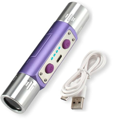 AwnsIMfreien 254 nm UV-ljus, professionell ädelstensficklampa med 365 nm och 254 nm UV-ljus dubbel våg svart lampa för mineral- och valutainspektion, typ-C snabbladdning, lila, svart ljus ficklampor