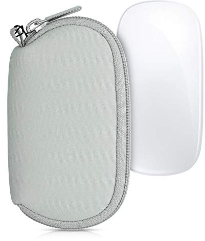 kwmobile Funda Compatible con Apple Magic Mouse 1/2 - Estuche de Neopreno con Cremallera para ratón - Carcasa en Gris Claro