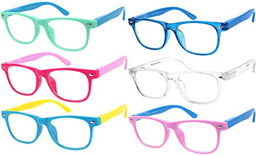 Yogo Vision Blue Light Glasses for Kids Anti Eyestrain UV protection, Computer Gaming TV Phone Kids Blue light Glasses For Boys Girls 6 Pack