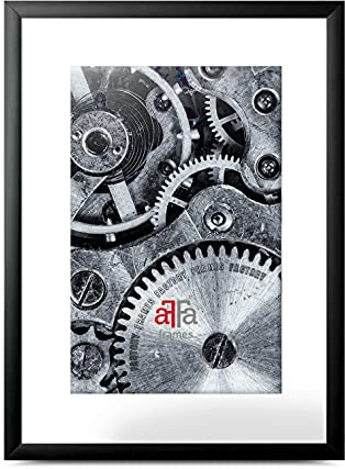 aFFa frames, Alu, Marco de fotos de aluminio, fácil de limpiar, rectángulo, con frente de cristal acrílico, negro, 18 x 24 cm