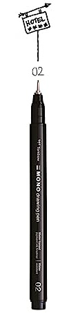 Tombow Fineliner MONO drawing pen, largeur de trait 02 (env. 0.30 mm), encre pigmentée, résistante à l'eau et à la lumière, pour les croquis, pour illustrer et dessiner, noir, WS-EFL-H-02
