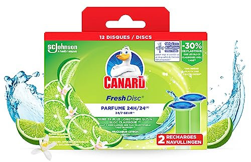 Canard Wc Fresh Disc Recharges Citron Vert – Bloc Sans Cage Nettoyant WC – 2 Recharges