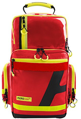 Pro1R PL1C Notfallrucksack leer Rot - Rucksack aus robuster Plane, 5 Modultaschen, ausklappbare Front, 36 x 47 x 26 cm - Rettungsdienst Rucksack, Erste Hilfe Rucksack, Sanitätsrucksack (Rot)