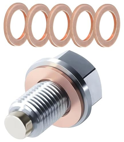 Tappo Scarico Dell'olio Magnetico,Vite scarico dell'olio magnetica, Con Rondella Schiacciamento in Rame,Tappo Scarico Dell'Olio Per Tutti Gli Altri Modelli di Auto(M14 x 1.5)