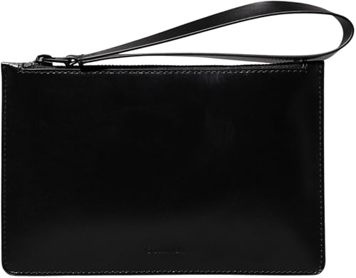 Calvin Klein Uomo Borsellino Glow Zipped Pouch Piatto, Nero (Ck Black Leather), Taglia Unica