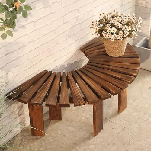 Yclty Garten-Baumbank Aus Holz für Den Außenbereich, Halbrunde, Rückenfreie, Wetterbeständige Bänke, Umlaufende Parkbank für Park, Hof, Terrasse, Deck, Rasen (Color : Brown)