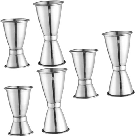 Cabilock 6 Pz Tazza da Oncia in Acciaio Inossidabile Jigger della Barra Bicchieri da Vino in Acciaio Inossidabile Bicchieri da Martini d'Epoca Misurino per Vino Vintage ▾ Misuratore di Vino