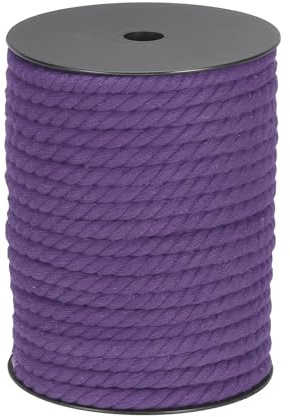QUARKZMAN Baumwollseil 3 Strang Gedrehtes Geflochtenes Seil, Lila 40m/47 Yard 8mm Durchmesser für Wandbehang, Pflanzenaufhänger, Stricken, Makramee-Knoten