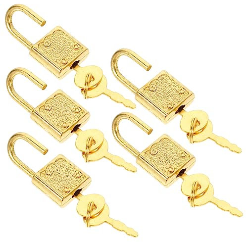Abaodam 5sets Wooden Box Padlock Small Locks Antique Style Treasure Chest Locks Keys for Jewelry Box