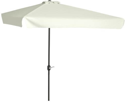 Outsunny Halber Sonnenschirm - Balkonschirm 5 Metallstreben 2,3 x 1,3 x 2,49 m Polyester High Density Creme