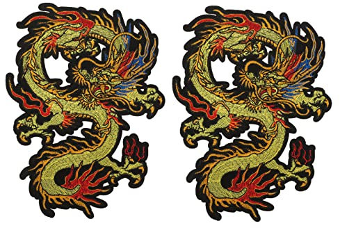 SEWACC 2stücke Drachen Applikationen Zum Aufbügeln Bestickte Patches Langlebig Vielseitig Für Kleidung Taschen Hüte Diy Bastelprojekte Praktische Textilverzierung