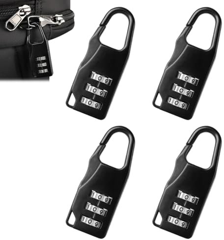 OUDQFCJ Lucchetto Combinazione con 3 Cifre Lucchetto con Codice per Valigia Bagagli Lucchetto a Combinazione Armadietto Serratura di Sicurezza Nero per Zaini Armadietti Cassetta Degli Attrezzi 4 Pezzi