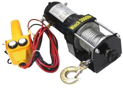 TIEOAXFT Grúa pequeña montada en vehículo de 24 V Cabrestante for vehículos Todoterreno de 12 V Cabrestante eléctrico Sumergible for elevación de vehículos con autorrescate(24V3000LB)
