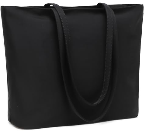 MORGLOVE Womens Waterproof Tote Bag Large Capacity Shoulder Handbag with Zip and Pockets Black