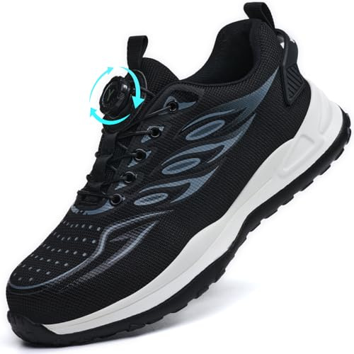 YEKOYIOO Chaussures de Sécurité Hommes Femmes Légère Basket de Securite Chaussure de Travail Chaussure de Chantier Embout de Protection en Acier Respirantes Antidérapant Gris 41 EU