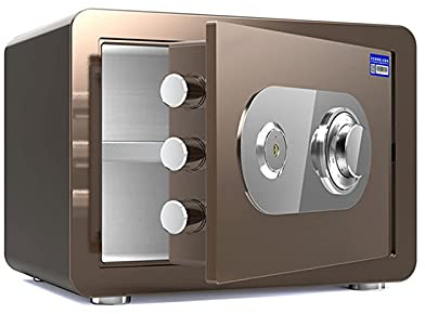 Cassaforte di Sicurezza Resistente al Fuoco e all'Acqua con Serratura a Combinazione Meccanica, antifurto, archiviazione Digitale per casa e Ufficio (Marrone 38 x 30 x 30 cm)