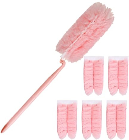Plumeau Rose, avec tête de Nettoyage réglable, 36 x 110 cm, de dépoussiérage Pliable, Design Portable et réutilisable, pour Meubles, Clavier, lit, Voiture, Maison, Bureau, Appartement