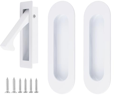 UFURMATE Tirador de puerta de montaje empotrado y tirador de borde, 1 juego de manijas empotradas de acero inoxidable para puerta corredera para armario (blanco)
