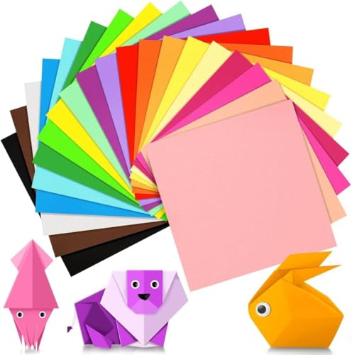 200 fogli di carta origami, 20 colori vivaci, 20 x 20 cm, 70 g/m², carta colorata per fai da te, scuola, progetti di artigianato, bambini, adulti