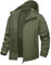 KEFITEVD Angeljacke Herren Winter Viele Taschen Wasserdicht Softshelljacke Winter Militär Jacke Softshell Arbeitsjacke mit Kapuze Übergangsjacke Männer Armeegrün XL