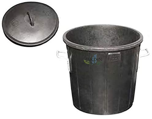 Cubo Basura Goma 100 litros. Caucho Natural con Fibras Textiles. Asas metálicas galvanizadas. Se suministra con Tapa.