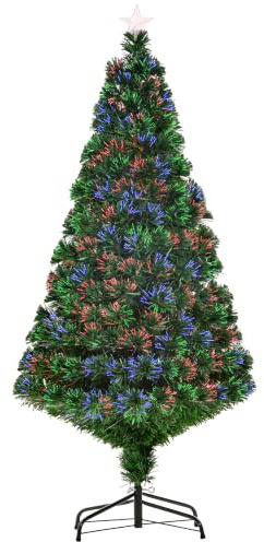 HOMCOM 5FT Pre-Lit Fibre Optic Artificial Christmas Tree Multi-Colour