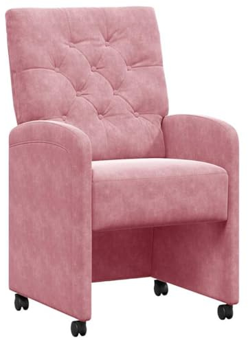vidaXL Matstolar med hjul med hjul 2 pcs Rosa 58 x 67 x 97 cm Sammet, Snygg modern sammetsmatstol, ergonomisk och bekväm, inomhusmöbel, minimalistisk kök