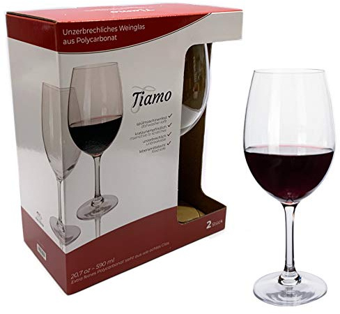 Moritz Timo Camping Gläser Polycarbonat 2 Stück bruchfest Rotwein Gläser kratzfest Weingläser 590 ml Rotweingläser