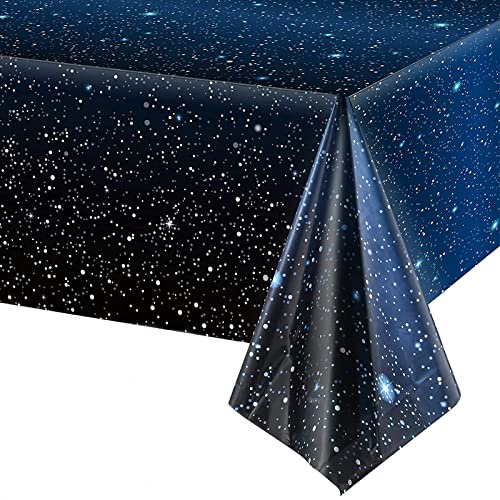 Weltraum Tischdecke Kinder Blau 274x137 cm Weltraum Tischdeko Geburtstag Deko für Weltraum Kindergeburtstag Party Plastik Tischdecke Blau