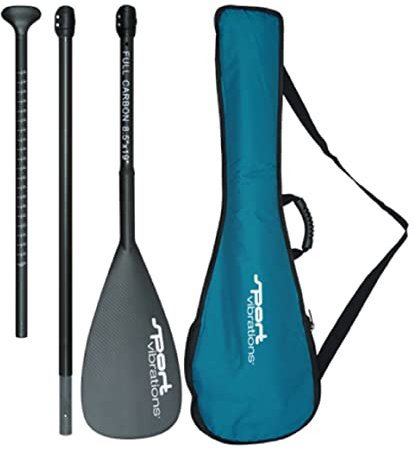 Sport Vibrations® - Pagaia da SUP in carbonio 100%, 720 grammi, superlight, 8'5''x19' autoclave carbon handle-Antitwist - ABS protezione antiurto con custodia