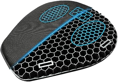 Motorcycle 3D Honeycomb Shock-Absorbing seat Cushion & Cushion Cover, Hollow and Breathable, Hel Material is Compressive, Non-Breaking, Non-Hardening, Soft and Comfortable