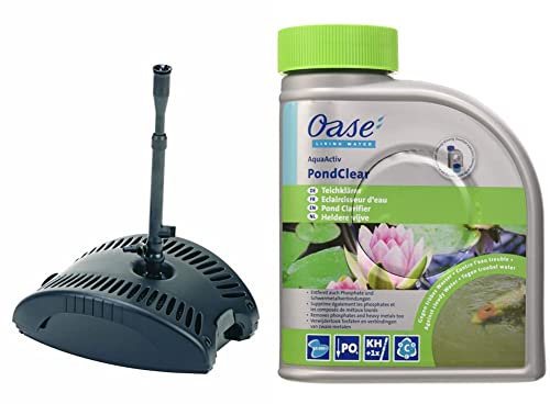 Pontec 57119 PonDuett 5000 & Oase AquaActiv PondClear, 500 ml - Set Aus Unterwasserfilter/Brunnen- und Wasserspielpumpe und Wasserklärer