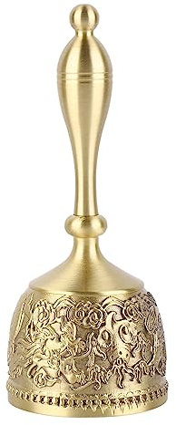 Goldene Handglocke, Retro Exquisite Messing Gravierte Handglocke, Rufglocke, Hochzeitsglocke für Hochzeit, Schule, Weihnachten, Alarm und Bettlägerig
