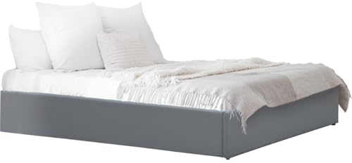Letto singolo con contenitore in PVC Ava - 90 x 190 cm - Grigio