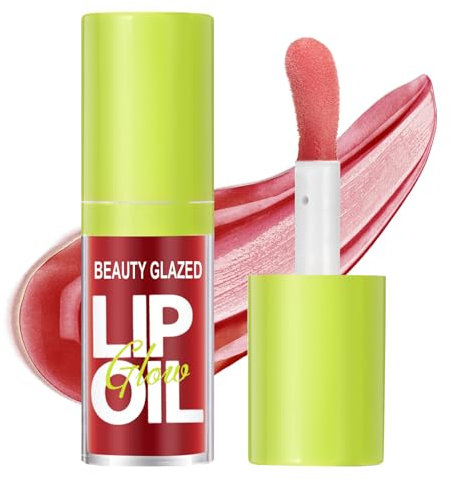 LOPHE Lippenöl, Feuchtigkeitsspendender Lipgloss, Makeup Long Lasting Plumper Lip Glow Oil, Moisturizing Lippen Lippenöl, Reduziert Feine Linien Lip Gloss Tint (104#rot)