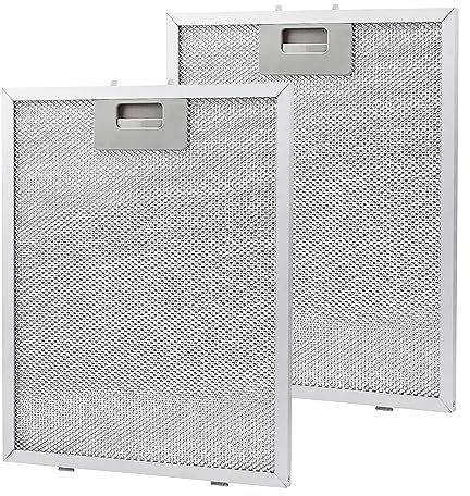 Btstil 2Pcs Cooker Hood Metal Grease Filter, 300 x 250 x 9 mm Metal Mesh Extractor Hood Filter for Kitchen Replacement Net Extractor Vent Filter (305x267x9mm)
