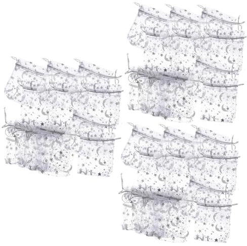 Healeved 300stücke Kordelzug Säckchen Aus Bronzierender Organza Hochzeitsgeschenkbeutel Für Süßigkeiten Schmuck Und Partyartikel Mond Und Sternenmotiv Für Feiern Und Anlässe