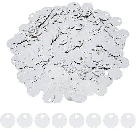 DICOSMETIC 1600 Stück 19mm Kunststoff flache runde Pailletten Pailletten mit großem Loch, metallische große lose Pailletten für DIY Schmuck machen, Silber