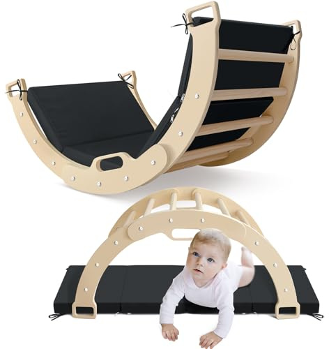 Nuanchu Black Climbing Arch Cushion Memory Foam Rocker Pillow for Toddler Kids Toys, Floor Cushion for Indoor Nursery Playroom 53.2'' x 21.6'' (Climbing Arch Not Included)