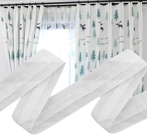 SZKKQKJ Cinta de cortina universal, color blanco (30 m x 2,5 cm), cinta fruncidora para cortinas, pliegues universales, cinta plisada