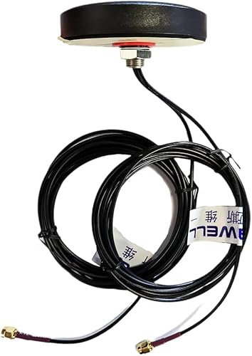 Maswell 4G 2X2 MIMO Antenna SMA, Cellular 700-2700MHz Cross Polarised 3G 4G LTE Puck Aerial Waterproof with 3meters Cable, Low Profile, Aerial for O2 EE Vodafone Three, 2dBi Not for Speed Competition