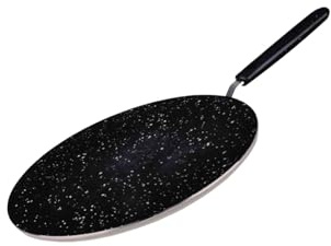 PEBBLE HUG Marble Coating Flat Tawa, Ensuring Long-Lasting Reliability, Handle for Comfortable Grip, Ideal for Making Dosas, Parathas, Pancakes, Non-Stick Surface, (30cm)