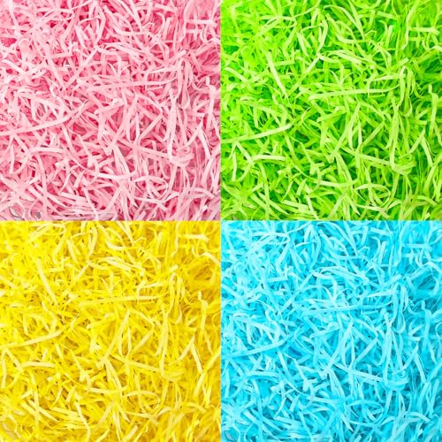 MARFOREVER 200 g de papier d'herbe de Pâques, herbe de Pâques, multicolore, herbe décorative, nid de Pâques, papier déchiqueté pour panier de Pâques, emballage cadeau, fête de Pâques, sacs cadeaux,
