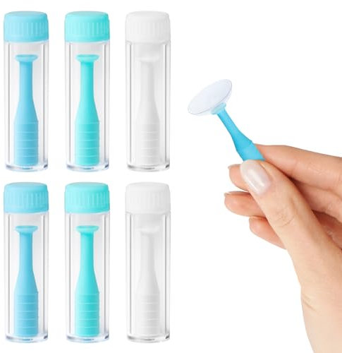 6 Stück Kontaktlinsen Einsetzhilfe,Silikon Kontaktlinsen Hilfe Zum Einsetze,Kontaktlinsensauger Kontaktlinsen Entferner Stckche,für Weiche Harte Einsetzen Set（Weiß,Grün,Blau）